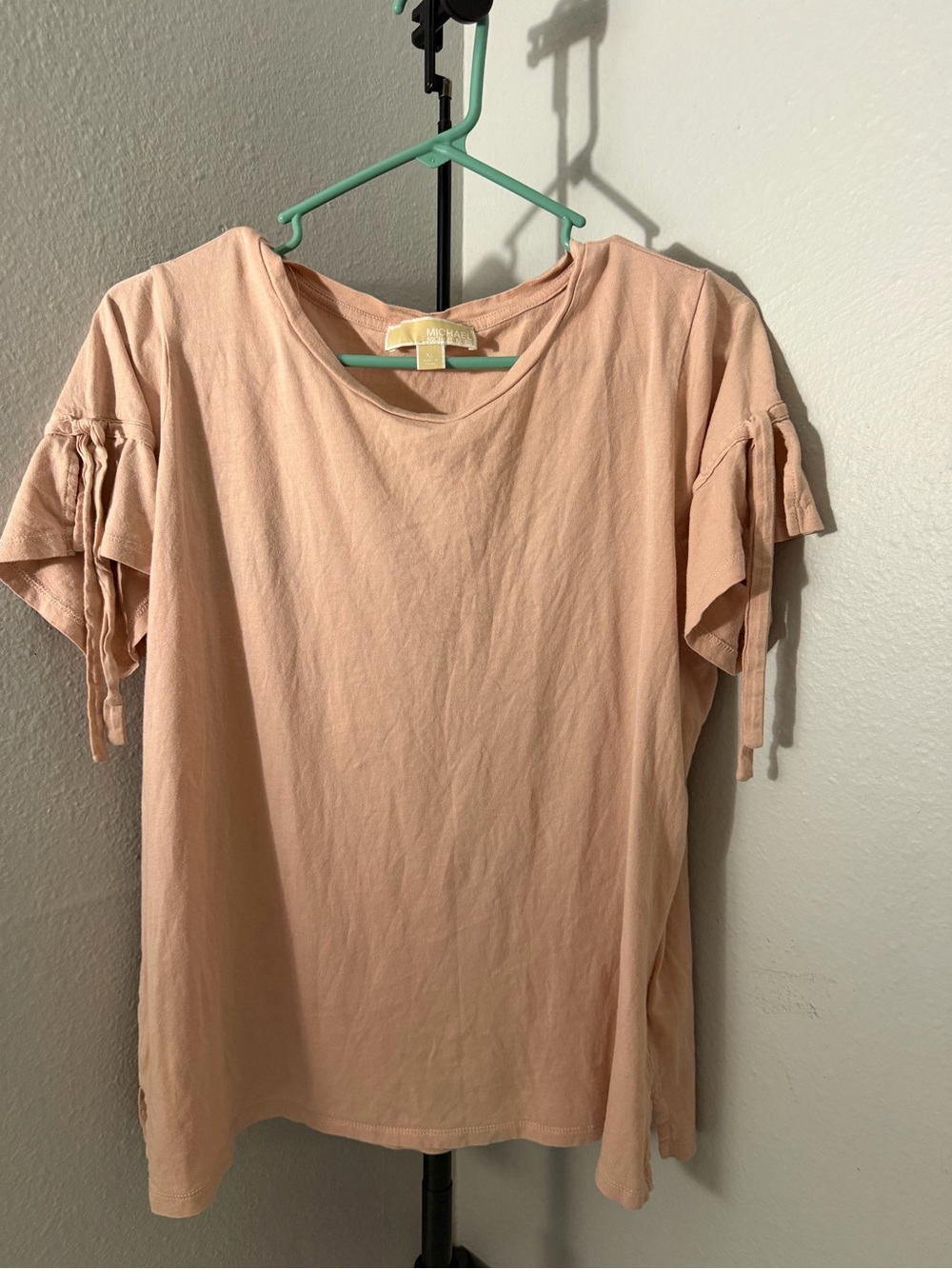 Michael Kors Blush Pink Short-Sleeve Tie-Detail Tee